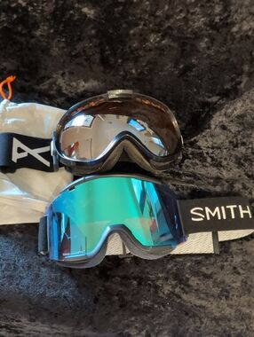 Snow Goggles 2-Pair Lot: Smith Squad XL ChromaPop EV & Vintage Spy Optic w/ Bag